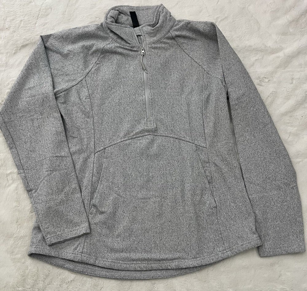 Kyodan Outdoor Quarter Zip Pullover Womens Large Gray Herringbone Jacket